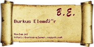 Burkus Elemér névjegykártya
